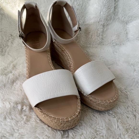 Women's Franco Sarto White Espadrille Wedges - Picture 4 of 11